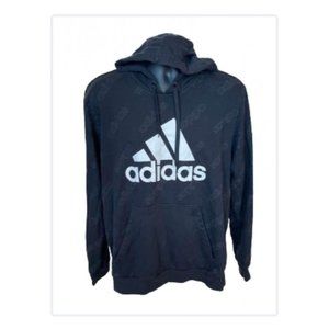 Adidas Men's Black and White Logo Hoodie